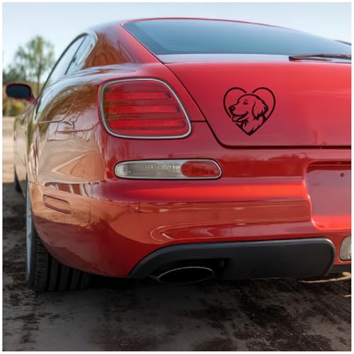 Samunshi® Herz mit Golden Retriever Kopf als Autoaufkleber für Auto Motorrad Helm Fahrrrad Aufkleber Laptop Sticker Herz Form Leidenschaft Vinyl Dekoration 10 x 9,3cm grau