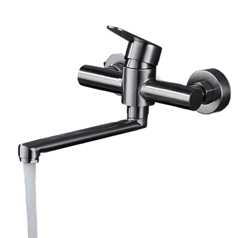 Robinet mural double trou en acier inoxydable 304 haut de gamme pour évier et grand bassin