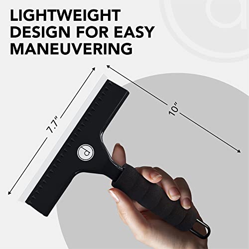 Squeegee For Shower Door, Car Windshield, And Glass Window - 2 Extra Silicone Replacement Blades - Foam Handle - Black #TOP2