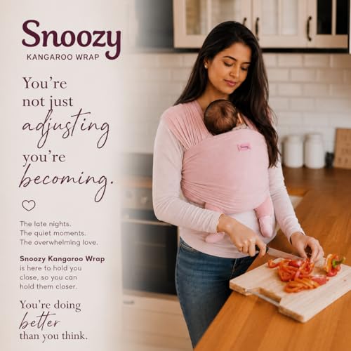 Image of Snoozy Kangaroo Baby Wrap Carrier - Soft Stretchy Newborn Sling, Ergonomic Hands-Free Infant Carrier for Kangaroo Mother Care