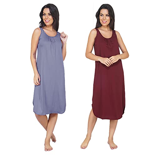 Image of BLAZON Women's Cotton Hosiery Solid Maxi Nighty Slip (Pack of 2) Available Sizes: S, M, L, XL, 2XL, 3XL, 4XL, 5XL