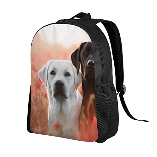 Sac à dos imprimé labrador blanc imperméable et léger noir, taille unique - 2