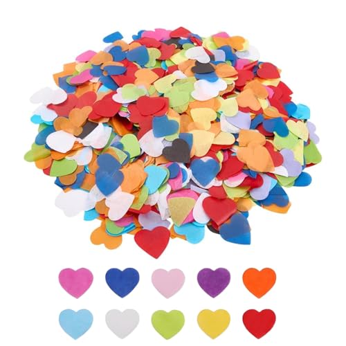 Confettis Cœurs en Papier,10000 Pièces Biodégradables,10 Couleurs Mélange de Confettis en Papier en Forme de Cœur pour Décoration de Ballons,Anniversaire...