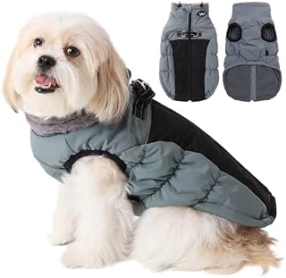 Poseca Winter Dog Coat Jacket Vest Clothes Dog Harness Coat Reflective Stretchy Dog Jackets Warm Waterproof Dog Coats for Small Medium Large Dogs (Medium, Yellow)