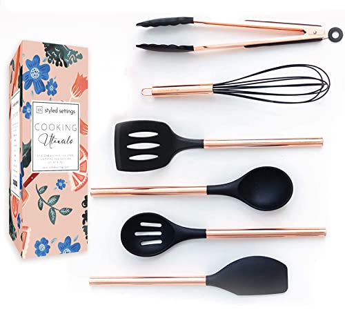Modern Copper and Black Silicone Utensils