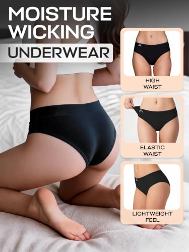 Image of Balanced Tech Moisture Wicking Underwear for Women, Seamless Workout Hipster Brief Bikini Panties