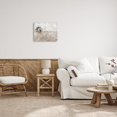 Image of 'White Barn Distressed Landscape'| Canvas Art | Stupell Industries | 20 x 16 Inches, Easy to Hang and Sturdy, Made in USA, by Britt Hallowell