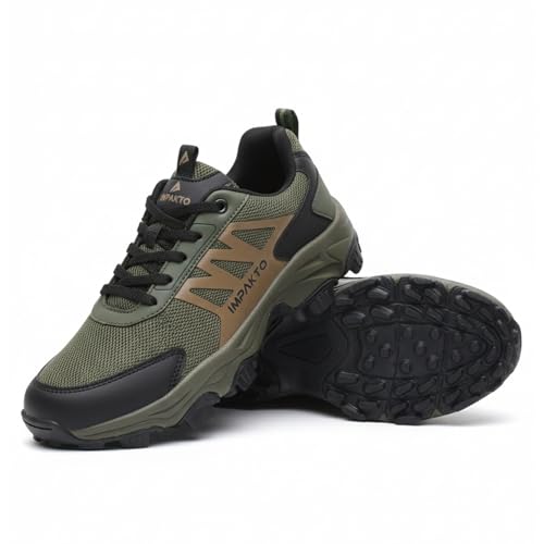 Image of Impakto Edgerunner Men's Hiking & Trekking Shoes | Lightweight & Breathable Outdoor Shoes | Anti-Skid All Terrain Grip | Cushioned Mid Sole | Trek Shoes for Mountain, Trail & Adventure