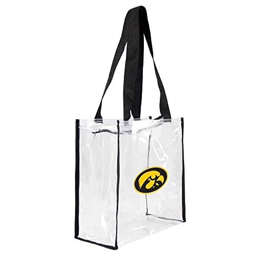 Littlearth NCAA Iowa Hawkeyes Clear Square Stadium Tote, Team Color, 11.5