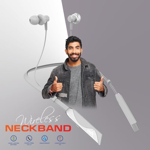 Image of Unix Elite 1 Charm Wireless Neckband | ENC Bluetooth Headset with Voice Changer (4 Modes) | 48H Playtime | Deep Bass | Magnetic Earbuds | Sweat Resistant | Stylish Neckband with Mic (Silver)