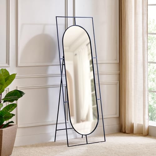 Image of Home Centre | Saga Metal Standing Mirror | Full Length Dresser Mirror | Black | 1 Year Warranty