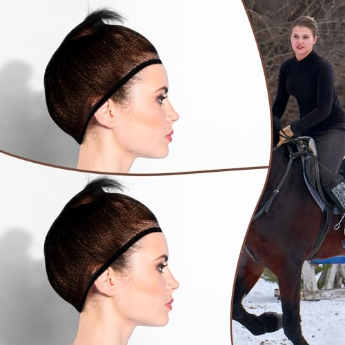 4 Pcs Equestrian Hair Nets No Knot Horse Riding, Black