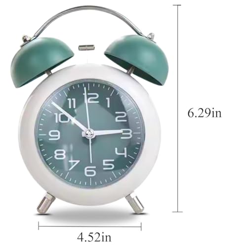 Image of Classic Retro Twin Bell Alarm Clock | Silent Non-Ticking Analog Table Clock with Loud Alarm Ringer & Night Light, Luminous Dial Bedside Clock for Kids, Students, Bedroom & Study Table