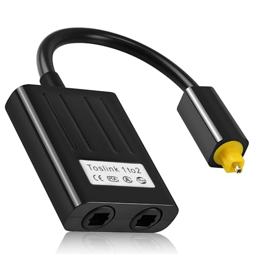teasteam - Cable de Fibra de Audio óptica, 1 Entre 2 Salidas 0,25M Adaptador Toslink Divisor de Cable para Barra, TV, DVD, Amplificador (Negro)
