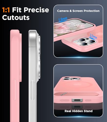 Image of Magnetic Compatible with iPhone 15 Pro Max Case, [Built-in Invisible Kickstand][Compatible with MagSafe][Military Grade Shockproof] Slim Translucent Matte Phone Case for iPhone 15 Pro Max 6.7 inch