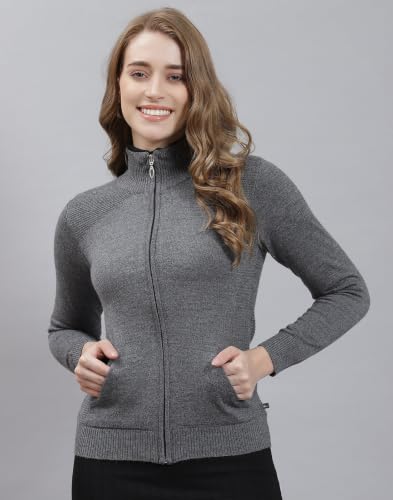 Image of Monte Carlo Women Regular Fit Full Sleeve Solid T Neck Winter Cardigan (Pack of 1)