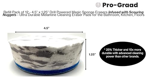 Image of Refill 12 Pack Drill Powered 4.5 inch Magic Sponge Eraser Infused with Scouring
