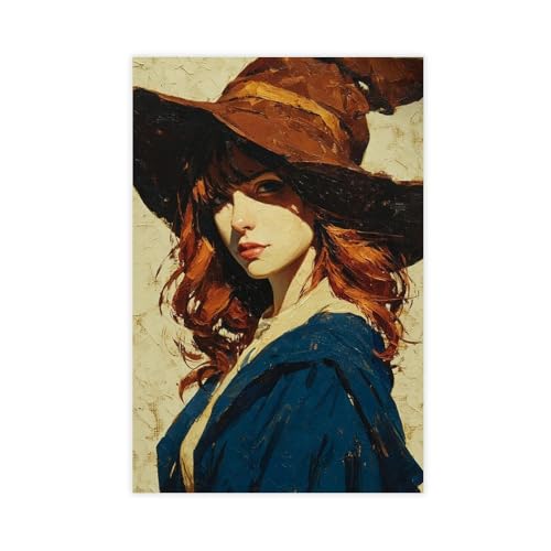 Peinture à l'huile cowgirl sous le vent : 2 affiches sur toile 40x60 cm pour salon