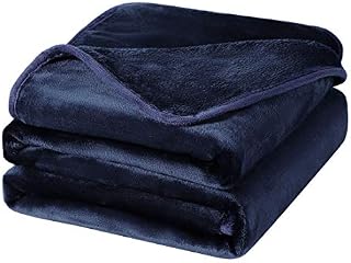 PiccoCasa Flannel Fleece Blanket Soft Lightweight Warm Fuzzy Blanket for All-Seasons, Luxury Comfy Decorative for Couch Living Room Navy Blue Single (130 x 150cm)