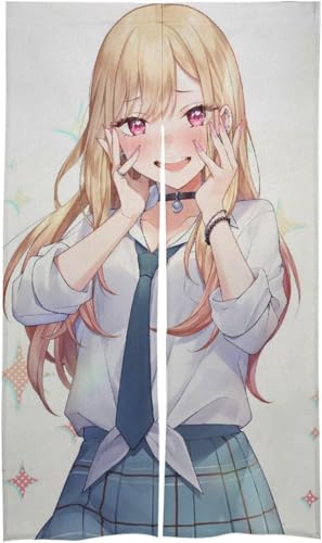のれん 白麻布 間仕切り 可愛い キャラクター柄 その着せ替え人形は恋をする 着せ恋 喜多川海夢 麻風 暖簾 ロング 【背景布 空間装飾】 玄関カーテン 部屋模様替え タペストリー 目隠し 遮熱 遮光 出入り口 インテリア オシャレ 寮やアパートの飾り 8