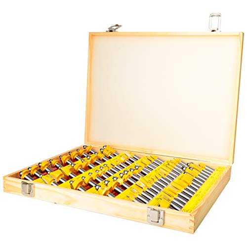 MEIGGTOOL 70PCS 1/2 Inch Shank Router Bit Set Door Window Bites with Tungsten Carbide Tips for Use On Wood, Metal, Plastic