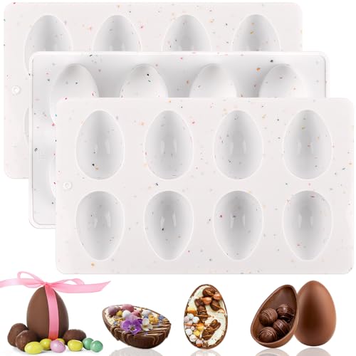 HUAKENER 3 Pack Silicone Egg Molds Egg Shaped Cake Pop Mold Easter Mold