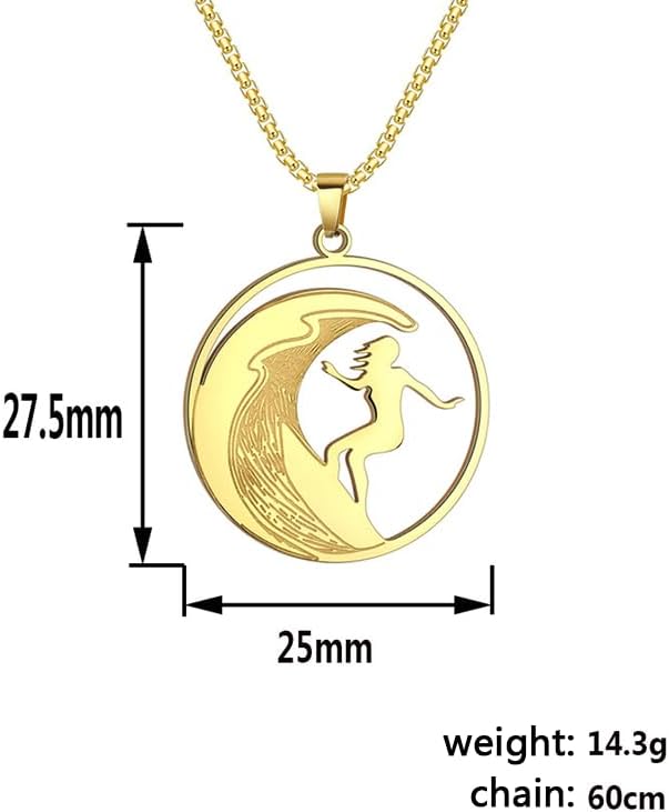 Coin Necklaces For Women, 14k Gold Plated Hollow Surfer Necklace Stainless Steel Metallic Style Minimalism Statement Jewelry Gift - Image 5