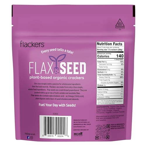 Flackers Organic Variety Pack, Sea Salt, Rosemary, Savory and Cinnamon, Gluten Free, Non-GMO, Vegan, Low Carb snacking, Pack of 4