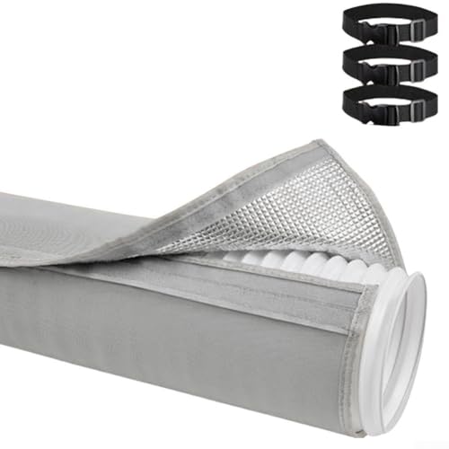Cubierta de manguera de aire acondicionado, 59 x 21 pulgadas, manga de ventilación aislada, escudo térmico de 3 capas, reduce la pérdida de energía, para refrigeración del hogar y la oficina (gris)