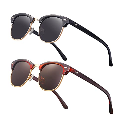 Image of Classic Semi Rimless Polarized Sunglasses for Men Women Half Frame Retro Driving Sun Glasses NP1006