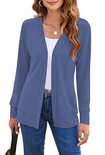 Hount Cardigans For Women Loose Casual Long Sleeve Open Front Breathable Cardigans Blue Xl cover