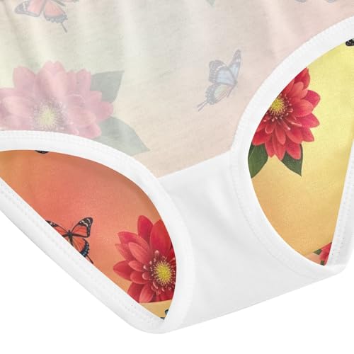 Toddler Girl Briefs, Flowers Butterflies Gradient Cotton Underwear for Girls, 2T–8 Years4
