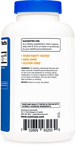 Nutricost L-Arginine L-Ornithine 750Mg; 180 Capsules #TOP2