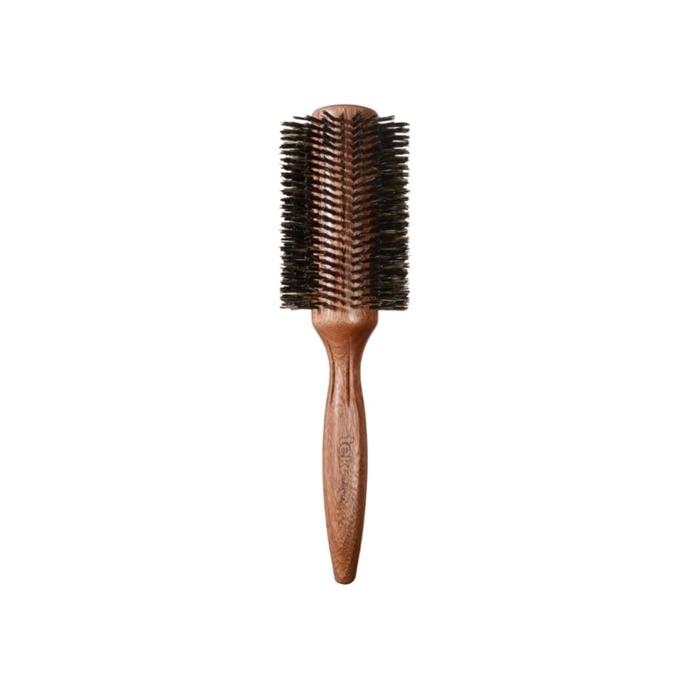 Tek Cepillo Redondo de Madera de Caoba con Cerdas de Jabalí Reforzadas - 65 mm