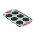 Rachael Ray Yum-o! Nonstick Bakeware Oven Lovin’ Cups Muffin Pan, 6-Cup, Gray with Orange Handles