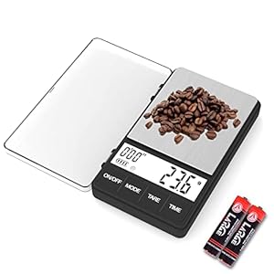 WEIGHTMAN Espresso Scale with Timer 1000g x 0.1g Small & Thin Travel Coffee Scale, Mini Digital Scale Grams and Ounces with Large Backlit LCD Stainless Steel Pocket Food Scale Drip Tray Pulling Scale