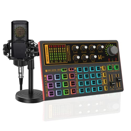 K300 Sound Effects Board Set Voice Changer Sound Card with Multiple Sound Effects - Podcast Equipment Bundle for Live Streaming/Laptop Computer Vlog/Living Broadcast YouTube or TikTok
