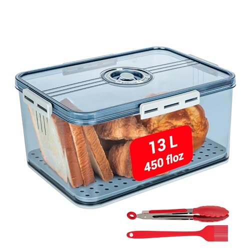 ENXRZOTWS Bread Box for Homemade Bread - Airtight Plastic Bread Storage Container Box with Lids, Fridge - Time Recording Acrylic Clear Sealed Toast, Bagel, Donut, Cookies Keeper