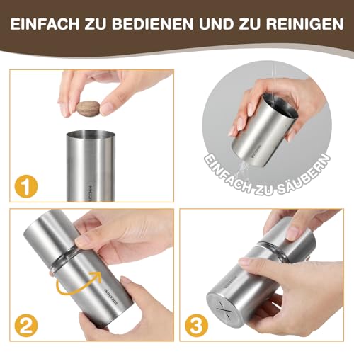 Foto von Vucchini Muskatnuss Mühle,Flasche aus Edelstahl,Nur für Muskaten