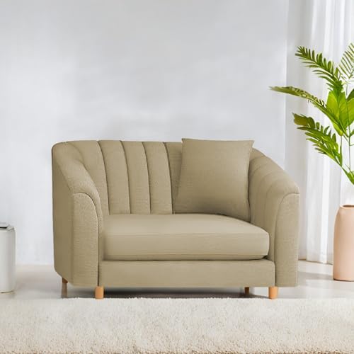 Image of Casaliving Doraldo 1 Seater Sofa Set for Living Room (Cream Colour) Premium Fabric Sofa
