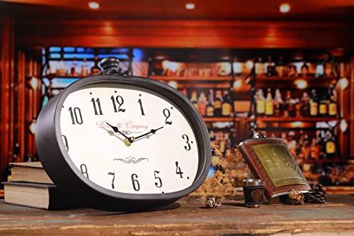 Dozily Oval Vintage Wall Clocks Battery Operated Silent Non-Ticking Decor Wall Clocks (Black) #TOP2