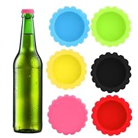 6 Stück Silikon Kronkorken, Flaschenverschluss Bunt, Wiederverwendbare Silikon Bierdeckel für Bierflaschen, Glasflaschen, Saftflaschen, Ideal für Fußball WM, Oktoberfest und Partys