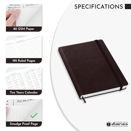 Image of Jhingalala Diaries - Hardbound Leather Cover Pocket Size Corporate Executive Diary Notebook I Pocket Diary For Men and Women I A6 Size I 80gsm Paper I 192 Ruled Pages (Dark Brown)