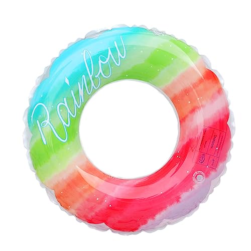 Abaodam Rainbow Swimming Ring with Handle Float Seat for Adults Easy to Inflate Deflate for Pool Beach Lake Gradient Color