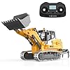 KidsFaves Pro-Grade Remote Control Bulldozer for Adult Metal Micro-Scale RC Construction Model with Leadscrew Loader System, Dual Battery Includes Portable Carry Case