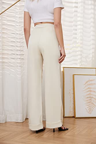 Women’s Wide Leg Trousers Pants High Waisted Black Business Work Straight Leg Long Pants4