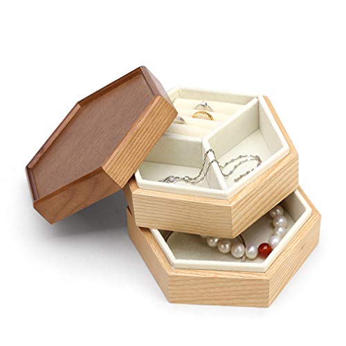 Preisvergleich Produktbild Schmuck-Aufbewahrungsbox, Zwei stapelbare Schmuckschatulle aus Holz mit großer Kapazität, verwendet für die Aufbewahrung von Halsketten, Ohrringen, Ringen und Uhren für Frauen.