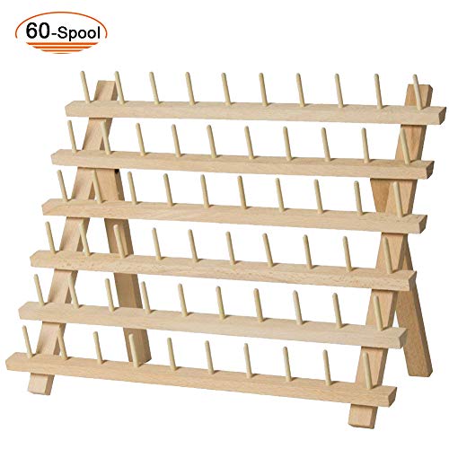 SAND MINE Wooden Thread Rack Sewing and Embroidery Thread Holder, 60 Spools