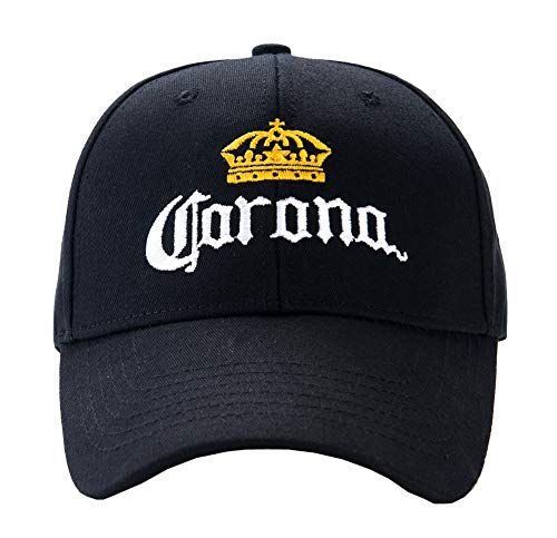 Corona Hat Embroidered Logo for Men and Women Black, Black