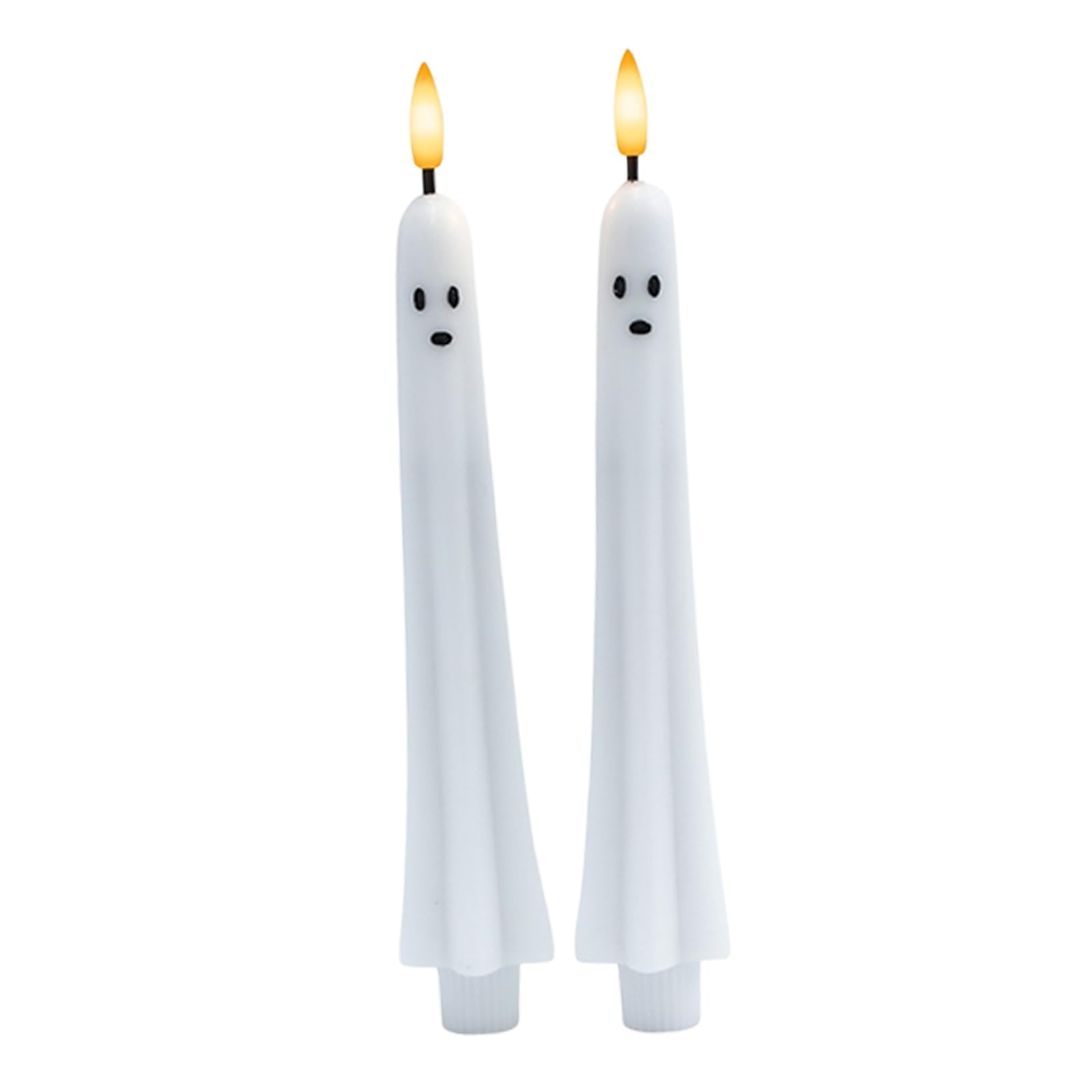 DRTLPMB Led Flickering Ghosty Halloween Flameless Taper for Halloween Decor, Flameless Table Mantel Shelf Accent, Battery Powered Indoor Display Set Ghosty Flickering Real Wax Led Taper Pair